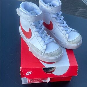 Nike White and Red Kids' High-Tops